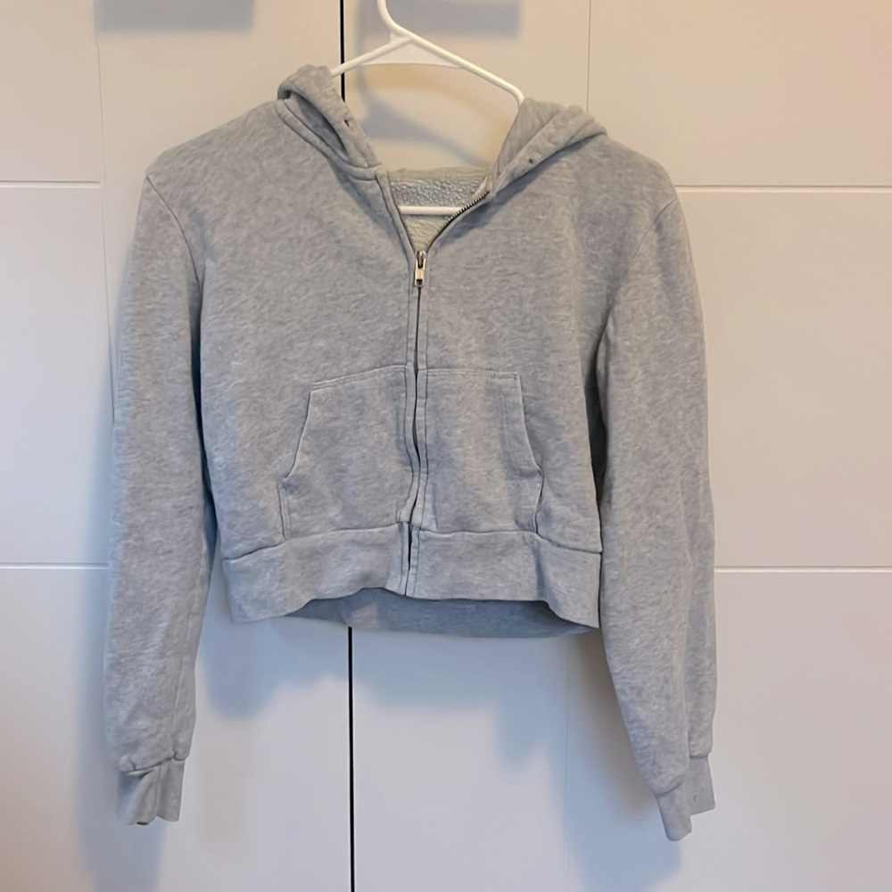 Grey Brandy Melville cropped zip up